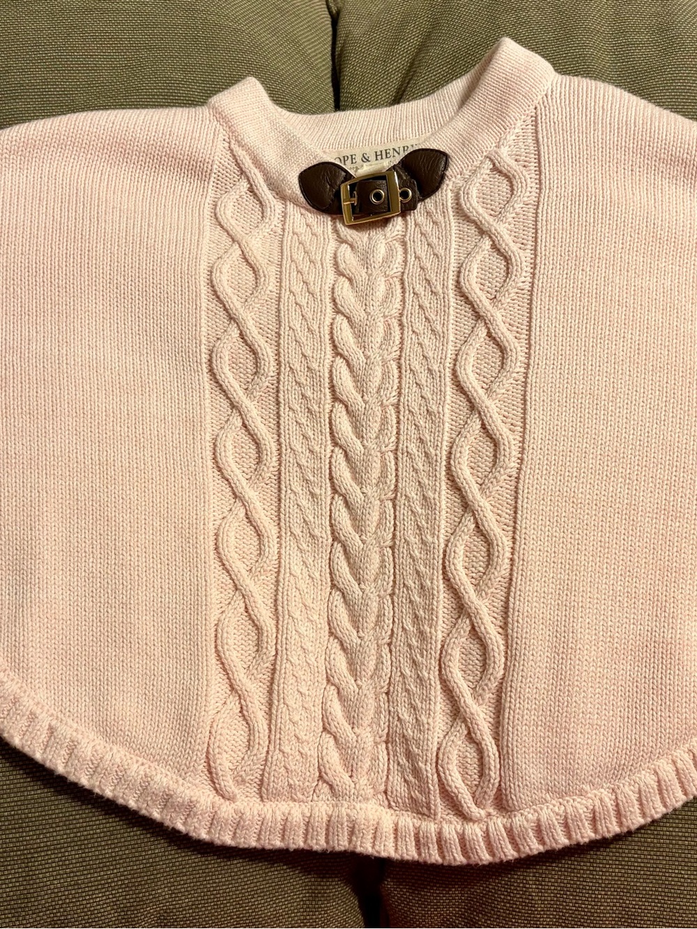 Hope & Henry Pink Cable-Knit Sweater Cape